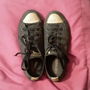 Black with gold Converse
